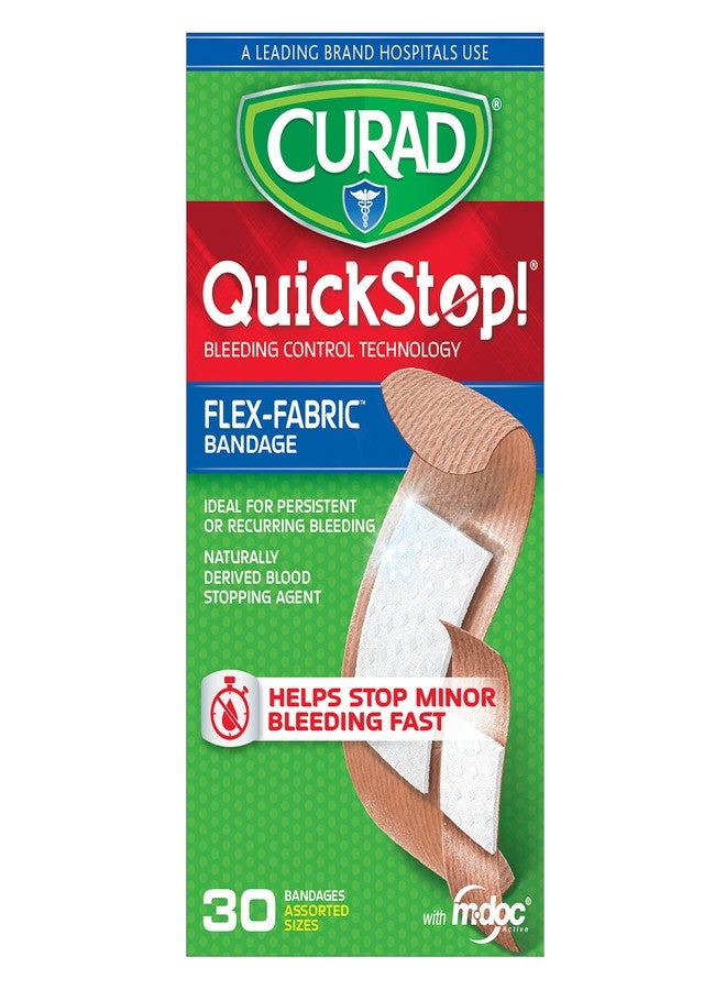 CURAD QuickStop Bleeding Control Flexible Fabric Bandages, Assorted Sizes, 30 Count - Image 2